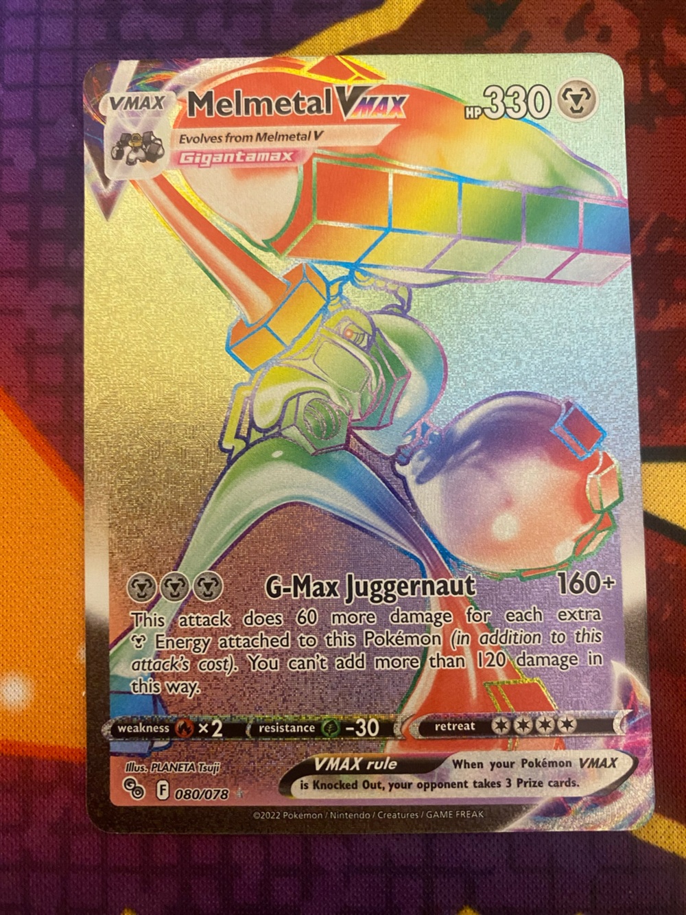 Super rare pokemon card Melmetal Vmax secret rare #080/078 Pokemon Go set